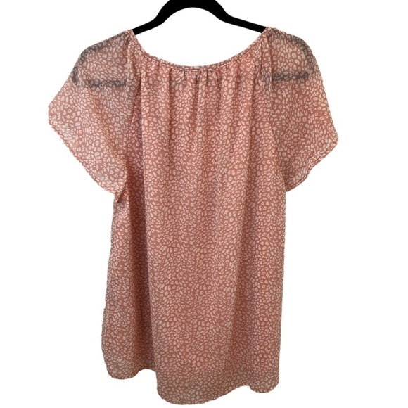 Fantaslook Short Flutter Sleeve Pink Floral Peasant Style Top Size Medium NWT - Picture 3 of 4